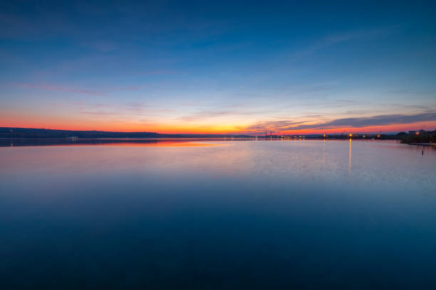 Beautiful cloudscape over the lake, sunset shot