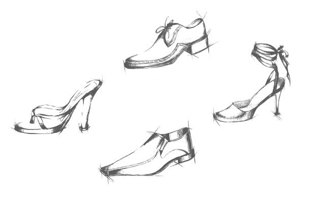 ilustraciones, imágenes clip art, dibujos animados e iconos de stock de zapatos de hombre mujer - dress shoe