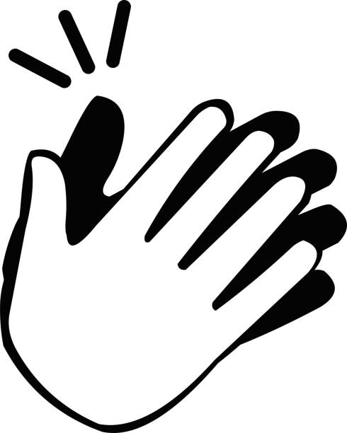 ilustrações de stock, clip art, desenhos animados e ícones de vector illustration clapping hands drawn black and white - clapping applauding gratitude human hand