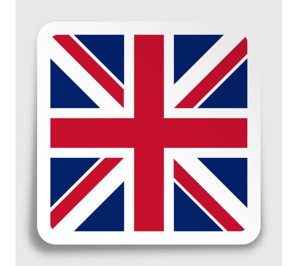 illustrations, cliparts, dessins animés et icônes de icône du drapeau du royaume-uni de grande-bretagne et d’irlande du nord sur autocollant carré en papier avec ombre. bouton pour application mobile ou web. vecteur - british flag