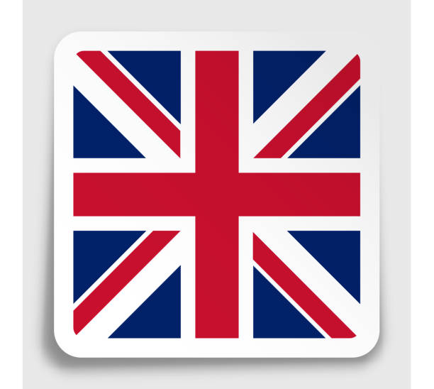 ilustrações de stock, clip art, desenhos animados e ícones de united kingdom of great britain and northern ireland flag icon on paper square sticker with shadow. button for mobile application or web. vector - british empire illustrations