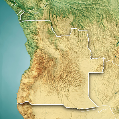 Angola 3D Render Mapa Topográfico Borde de color photo