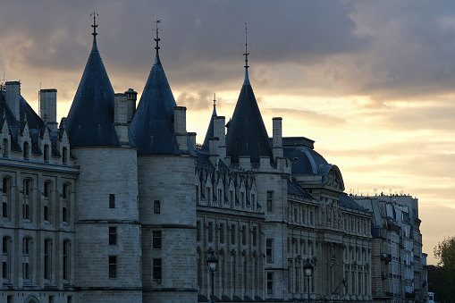View of the old conciergerie, the former courthouse and prison in Paris France