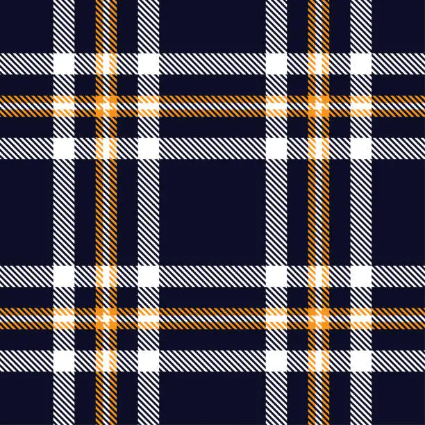 Vector illustration of Tartan plaid seamless pattern white line fabric texture dark blue background, Scottish cage , New year Christmas Decoration, Check design Vector illustration