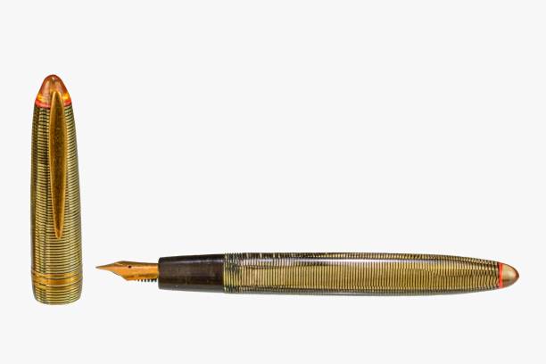 istock Old fountain pen on a white background with clipping path. Big copy space 1349375060