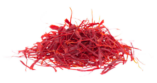 istock Saffron isolated on white background. Natural dry saffron threads, from crocus flowers. Clipping path. 1349378129