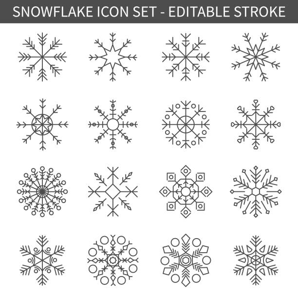 Snowflake Icon Set Vector Design. Editable to any size. Vector Design EPS 10 File. snowflake shape clipart stock illustrations