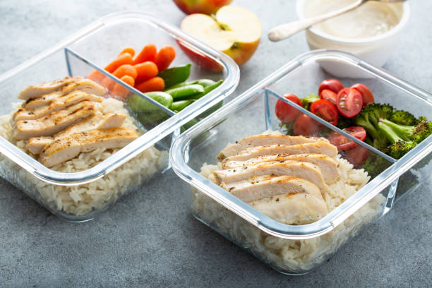 istock Meal prep containers with healthy lunch to go 1349383291