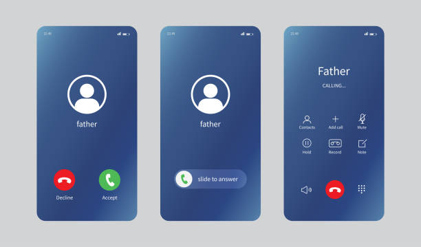 ilustrações, clipart, desenhos animados e ícones de modelo de interface de smartphone de tela de chamada. ui plana, ux para aplicação. tela de chamada de entrada de mockup. ilustração vetorial - tela do dispositivo