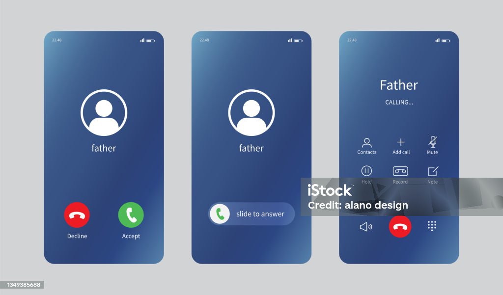 Line Call Screen Call Screen Smartphone Interface Template Flat Ui Ux For Application ...
