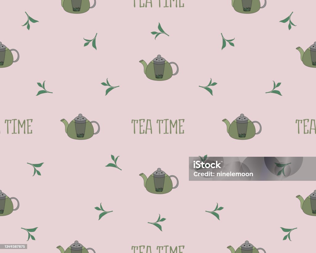Cute Tea Patterns Seamless Pattern With Cute Tea Attributes In Pastel Colors Vector ...