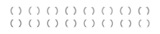 Laurel wreath set icon. Award chaplet sign symbol. Vector flat Laurel wreath set icon. Award chaplet sign symbol. Vector flat illustration laureat stock illustrations