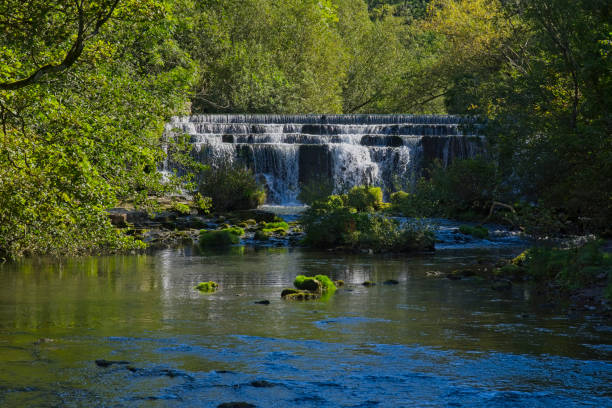istock River Wye tumbling over Monsal Dale weir. 1349390586