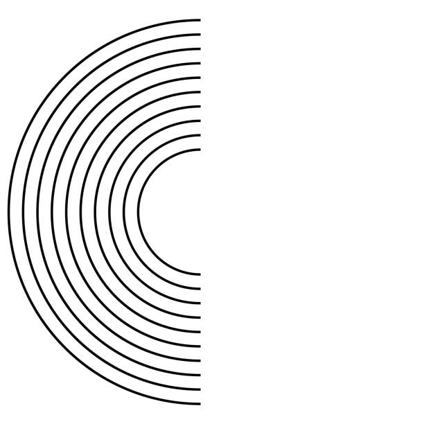 Semicircle. Black few semicircle as circles on the water diverge or goal. Vector illustration Semicircle. Black few semicircle as circles on the water diverge or goal semi circle stock illustrations