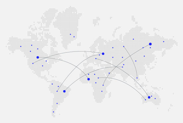 глобальные перевозки - карта мира stock illustrations
