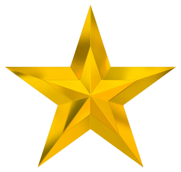 istock 5 point star - Christmas Star - golden single isolated on white - 3d rendering 1349408805