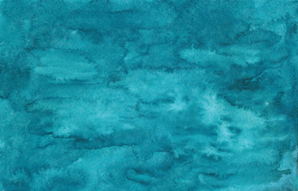 istock Blue green abstract watercolor. Dark teal background with copy space for design. 1349410033