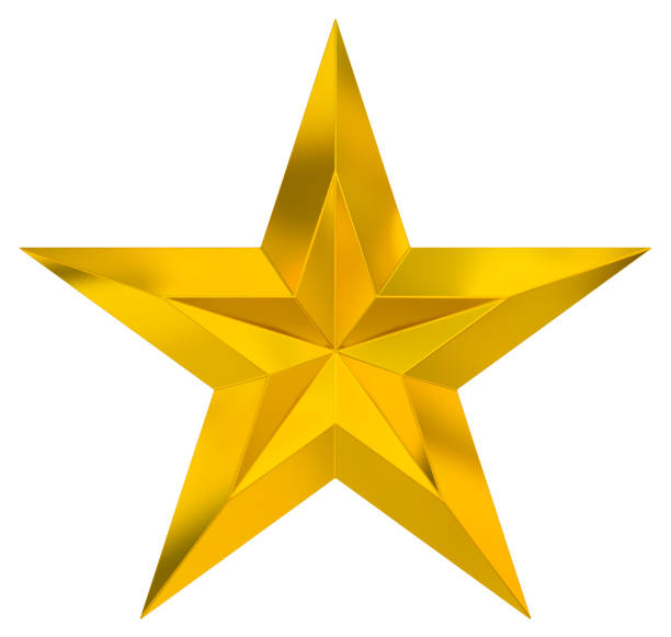 istock 5 point star - Christmas Star - golden single isolated on white - 3d rendering 1349410201