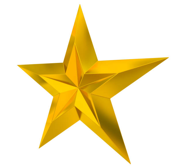istock 5 point star - Christmas Star - golden single isolated on white - 3d rendering 1349410207