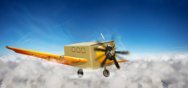 istock Box, parcel as airplane fast air delivery concept 1349410539