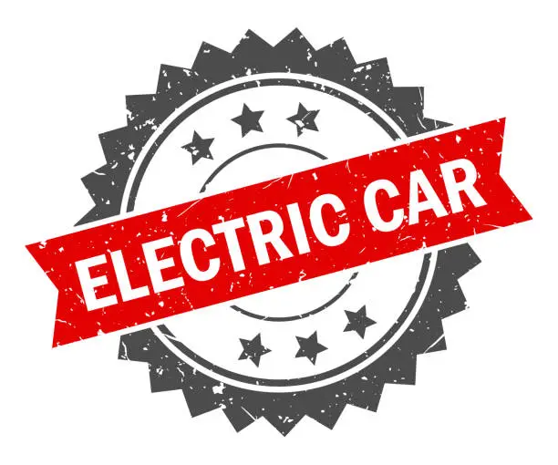 Vector illustration of Electric Car - Stamp, Imprint, Seal Template. Grunge Effect. Vector Stock Illustration