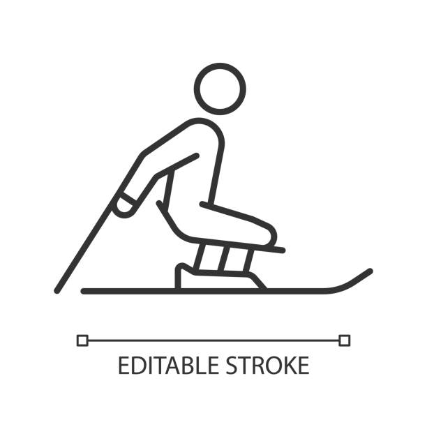 линейный значок горнолыжного спорта - mono ski stock illustrations