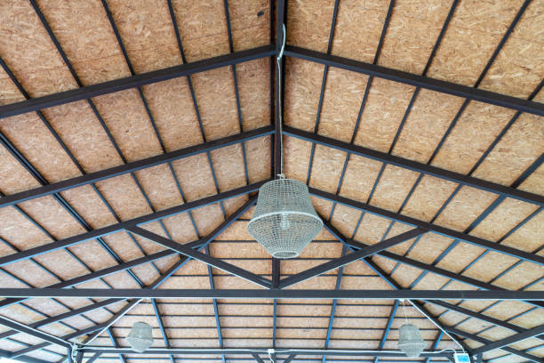 istock Steel structure for roofing. sun and rain roof. 1349417154