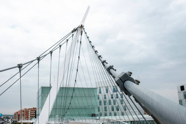 istock Metal structure for walking bridge crossing highway. 1349417701