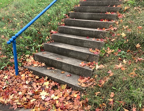 Old concrete steps in Autumn