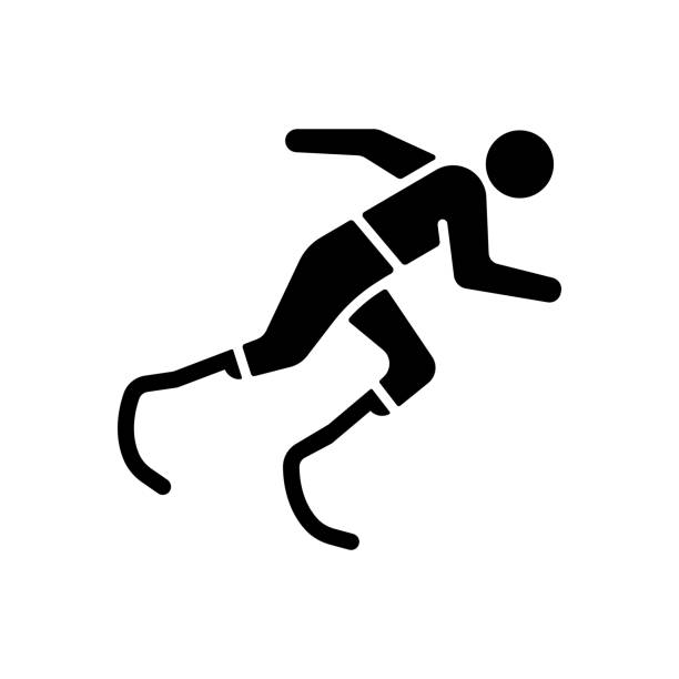 ikona czarnego glifu lekkoatletycznego - silhouette sport running track event stock illustrations