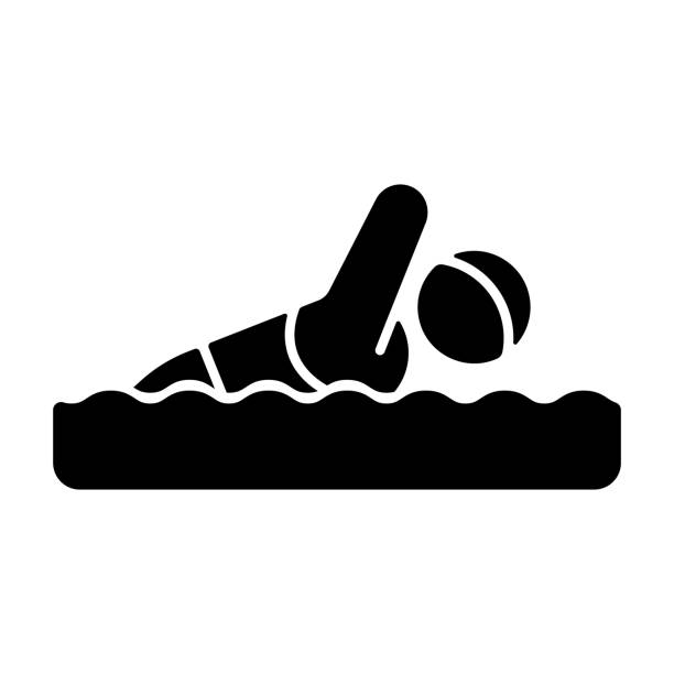 adaptacyjna ikona czarnego glifu pływackiego - silhouette sport running track event stock illustrations
