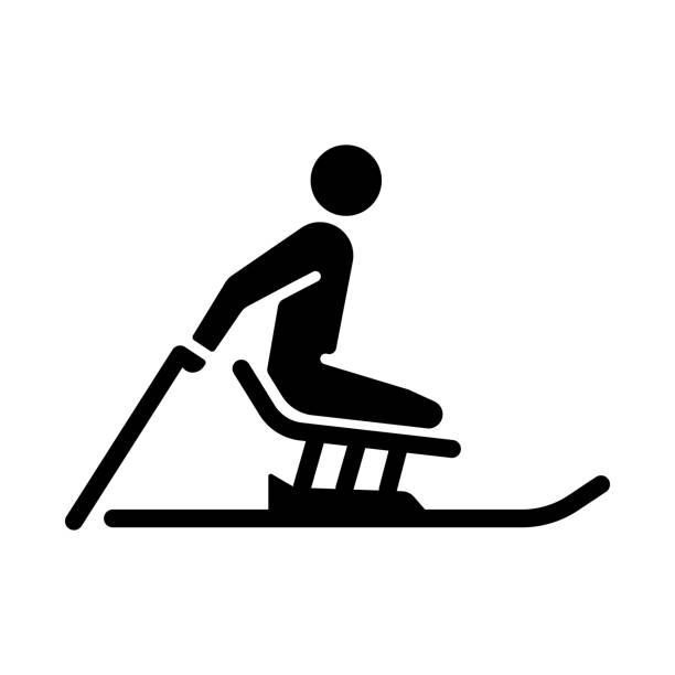 значок черного глифа для горных лыж - mono ski stock illustrations