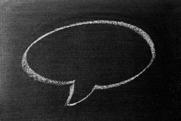 istock White color chalk hand drawing in round bubble speech shape with blank space on blackboard or chalkboard background 1349426192