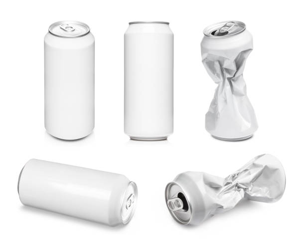 istock Collection of aluminum cans on white 1349426236