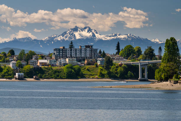 Bremerton Washington Waterfront With Olympic Mountain View