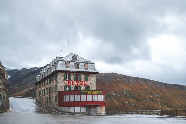 Switzerland Furka Pass, Switzerland - September 2020: Hotel on the Alpine pass furka pass photos stock pictures, royalty-free photos & images