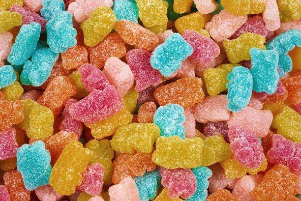istock Jelly sweats bears background. Top view. 1349438612