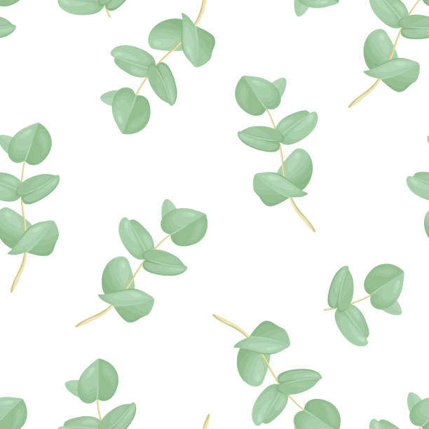 istock Eucalyptus leaves seamless pattern. Green branches of medicinal plant. Botanical background. Vector cartoon flat illustration. 1349439115