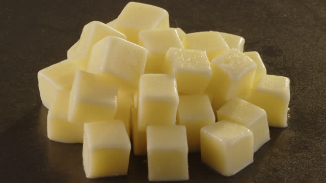 Melting cheese cubes