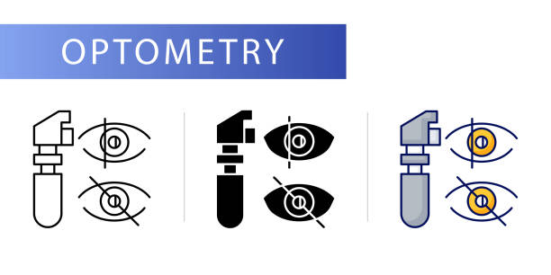 ilustrações de stock, clip art, desenhos animados e ícones de optometry (penlight, transilluminator). line icon concept - penlight
