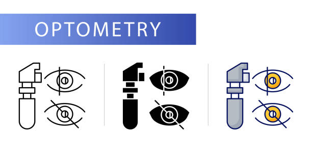 ilustrações, clipart, desenhos animados e ícones de optometria (penlight, transilluminador). conceito de ícone de linha - penlight