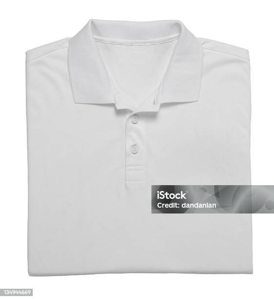 White Polo Shirt Clipping Path Stock Photo - Download Image Now - Polo Shirt, White Color, Folded