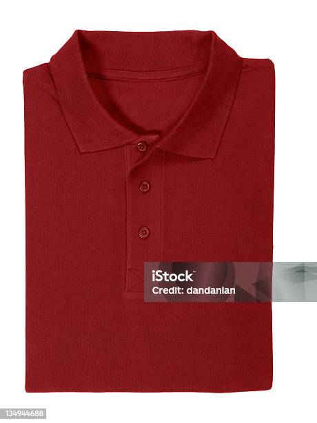 Polo Camisa Vermelha Dobradotraçado De Recorte - Fotografias de stock e mais imagens de Camisa Pólo - Camisa Pólo, Dobrado, Vermelho