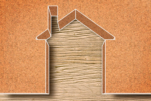 istock Thermal insulation coatings for residential construction with cork material to reduce thermal losses against a wooden construction structure - Building energy efficiency and environmentally friendly concept with copy space 1349449219