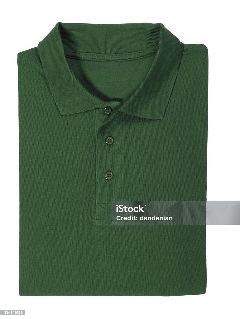 polo green shirt folded - clipping path Green polo shirt on white background, with clipping path. Folded Stock Photo