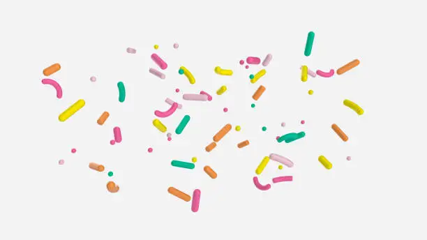 Photo of Colorful sprinkle falling 3d illustration