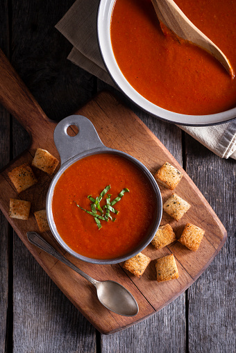 Homemade Tomato Soup and Croutons