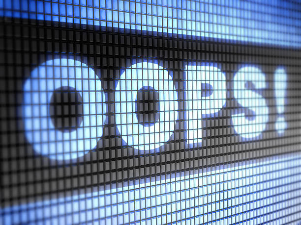 istock Blue LCD grid of the word OOPS! illuminated 134945545