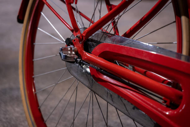 istock Red, Retro Bicycle Wheel and Gears 1349455498