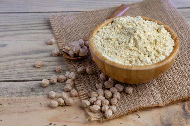 istock Chickpea flour in a wooden bowl 1349456084